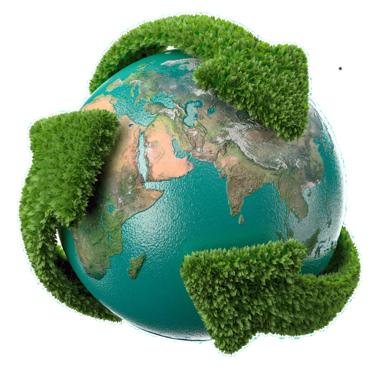 Earth wrapped with green